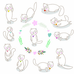 set of cartoon cats