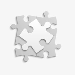 Fototapeta premium Simple puzzle four piece business presentation. Circle puzzle outline infograph. 4 Step contour process diagram. Section line compare puzzle banner.