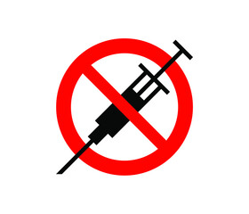 No vaccine warning sign illustration