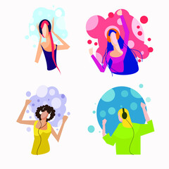 Woman Listening Music In Headphones.