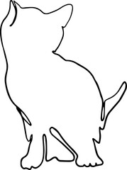 Black line art Illustration happy kitten monoline. Vector illustration
