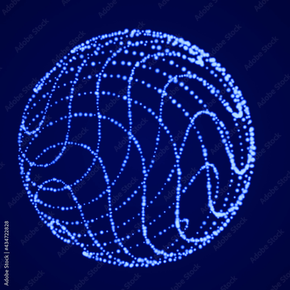 Leinwandbilder 3d abstract sphere of particles. Twisted lines of sphere on dark background. Science and technology design. 3d
