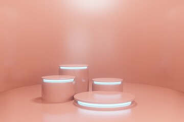 3d rendering illustration of podium display showcase for product placement in minimal design. podium stage showcase