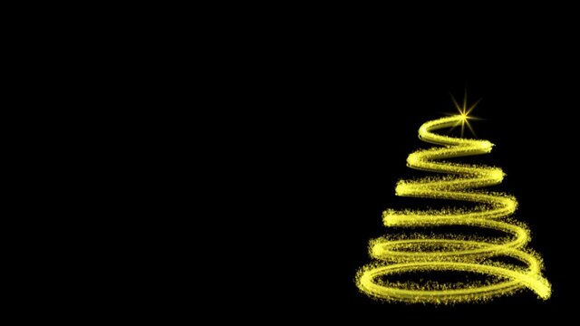 Animated Christmas tree with golden flashing stars. PNG codec with alpha channel - transparent background.