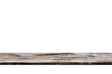Wooden shelf isolated on white background, this has clipping path.