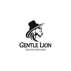 Gentle lion logo design template. Vector illustration