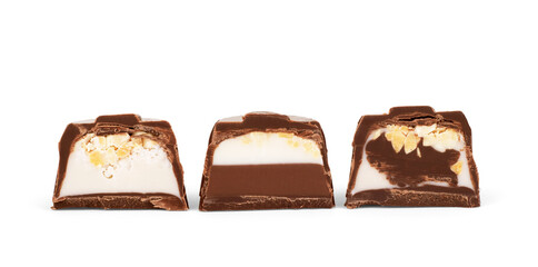 Chocolate chips set isolated on white background. Package design element with clipping path