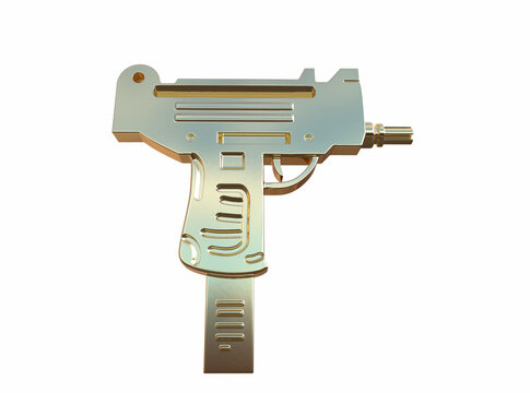 3d rendering of the model submachine gun right-side view on white background