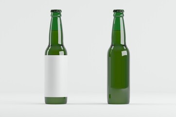 Beer Bottle Green Mockup 3D Illustration