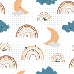 In the sky boho seamless pattern