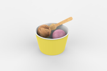 Matte Paper Ice Cream Cup  Mockup. 3d illustration
