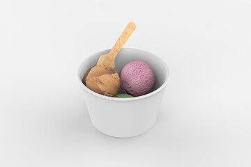 Matte Paper Ice Cream Cup  Mockup. 3d illustration