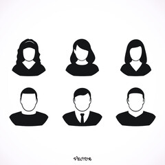 Simple avatar icons of various business people.  Icon Isolated on White Background