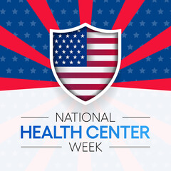 National health Center week is observed every year during August, to raise awareness about the mission and accomplishments of America's health centers over the past five decades. Vector illustration.