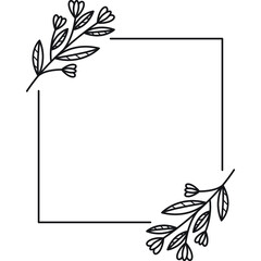 Fototapeta na wymiar Square Frame with Leaves
