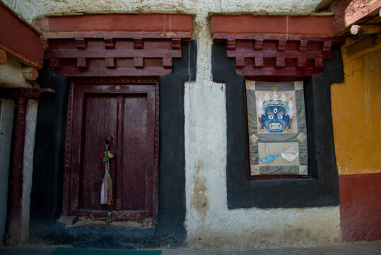 Detail of Lamayuru or Yuru Monastery is a Tibetan Buddhist monastery in Lamayouro, Leh district, India.