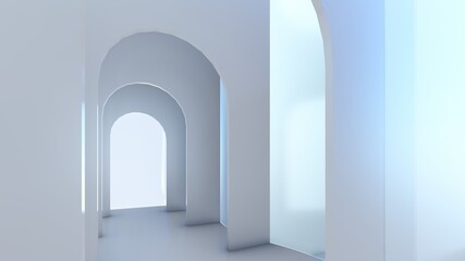 Architecture interior background empty arched pass 3d render