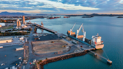 Ship and wharfs at Auckland Point, Gladstone, Queensand