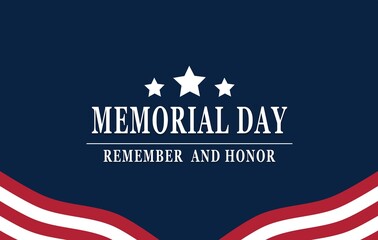 Memorial Day - Remember and honor with American flag, Vector illustration - obrazy, fototapety, plakaty