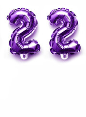 Shiny balloons 22 in trendy violet color on white background