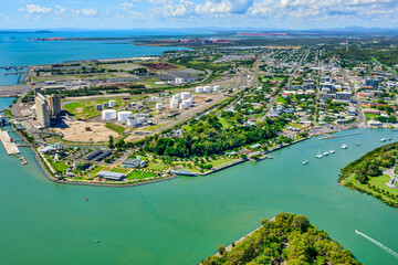 View of Auckland Point and Eastshores precinct, Gladstone, Queensland, in April 2021