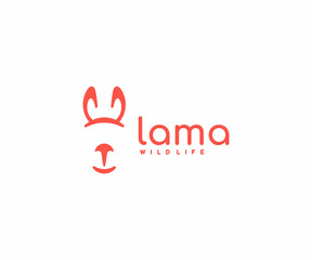 Lama logo design. Cute cartoon alpaca vector design. Llama linear wildlife logotype © artsterdam