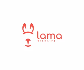 Foto auf Alu-Dibond Lama logo design. Cute cartoon alpaca vector design. Llama linear wildlife logotype © artsterdam
