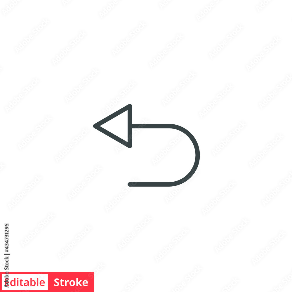 Poster return arrow line icon. simple outline style. back button, previous, turn, undo concept. vector symb