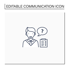 Asking questions line icon. Questioning. Eliciting information. Effective communication concept. Isolated vector illustration.Editable stroke