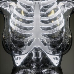 Transparent Human Body with Visible Bones