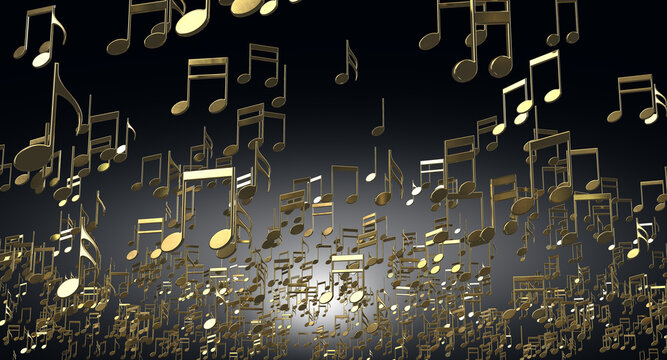 Gold Musical Notes Floating