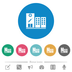 Vaccination station flat round icons