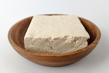 Square tofu on white background
