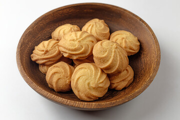 Butter cookies on white background
