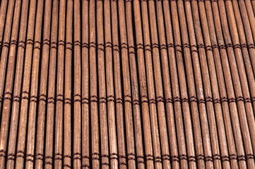brown bamboo Mat - stand food, close-up, macro