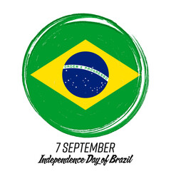 7 September Independence Day of Brazil, banner with grunge brush. Background with national country symbol.