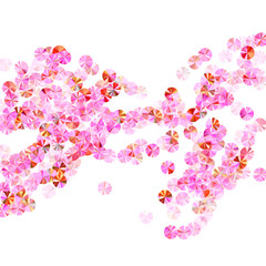 Fototapeta premium Peach gold sequin confetti scatter vector background. Wedding invitation card background. Circle shining bead particles holiday decoration. Romantic bridal confetti texture.
