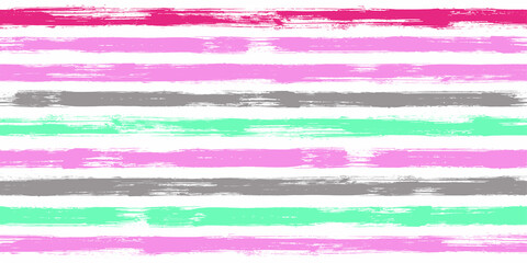 Watercolor brush stroke stripes grunge seamless pattern.
