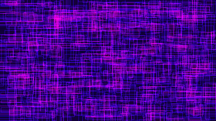 Abstract geometric background of purple and blue lines and rectangles on a dark background. Vector illustration.
