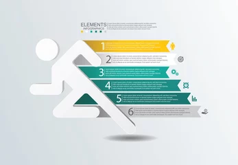 Fotobehang Presentation business infographic elements with 6 step © Athapon