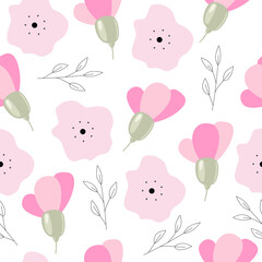 Wild flowers in a modern style. Seamless pattern for home decor and textile.