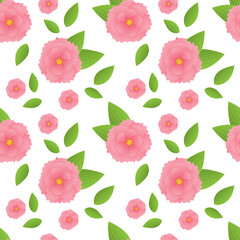 Seamless pattern with peony and leaves. Endless texture for seasonal spring summer design. Vector illustration