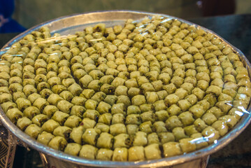 Jordanian sweets in a shop in Wadi Musa town, Jordan