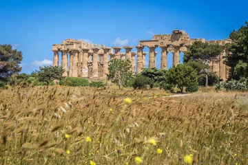 Deurstickers Hera Temple in Selinunte ancient city on Sicily Island, Italy © Fotokon