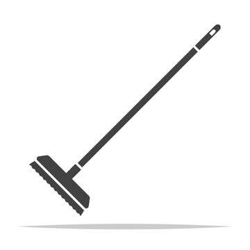 Cleaning Brush Hygiene Tool Sign. Vector. Dark Red Icon In Lemon