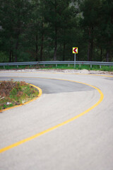 intersection turn road concept warning with signboard