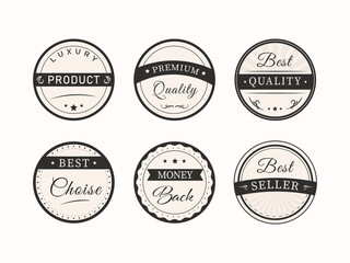 Collection Of Six Vintage Label, Tags Or Stickers Design For Advertising.