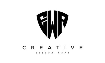 EWA letter creative logo with shield	 - obrazy, fototapety, plakaty