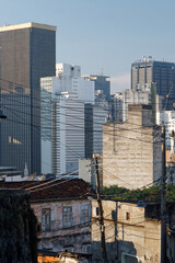 Modern business center of Rio de Janeiro seen from Santa Theresa district on hilltop. © Miroslaw