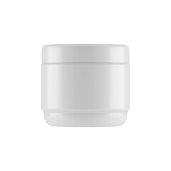 Plastic opaque cream jar with lid, 3D illustration.